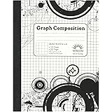 Black and White Patterned Graph Composition Notebook - Quad Ruled 4x4