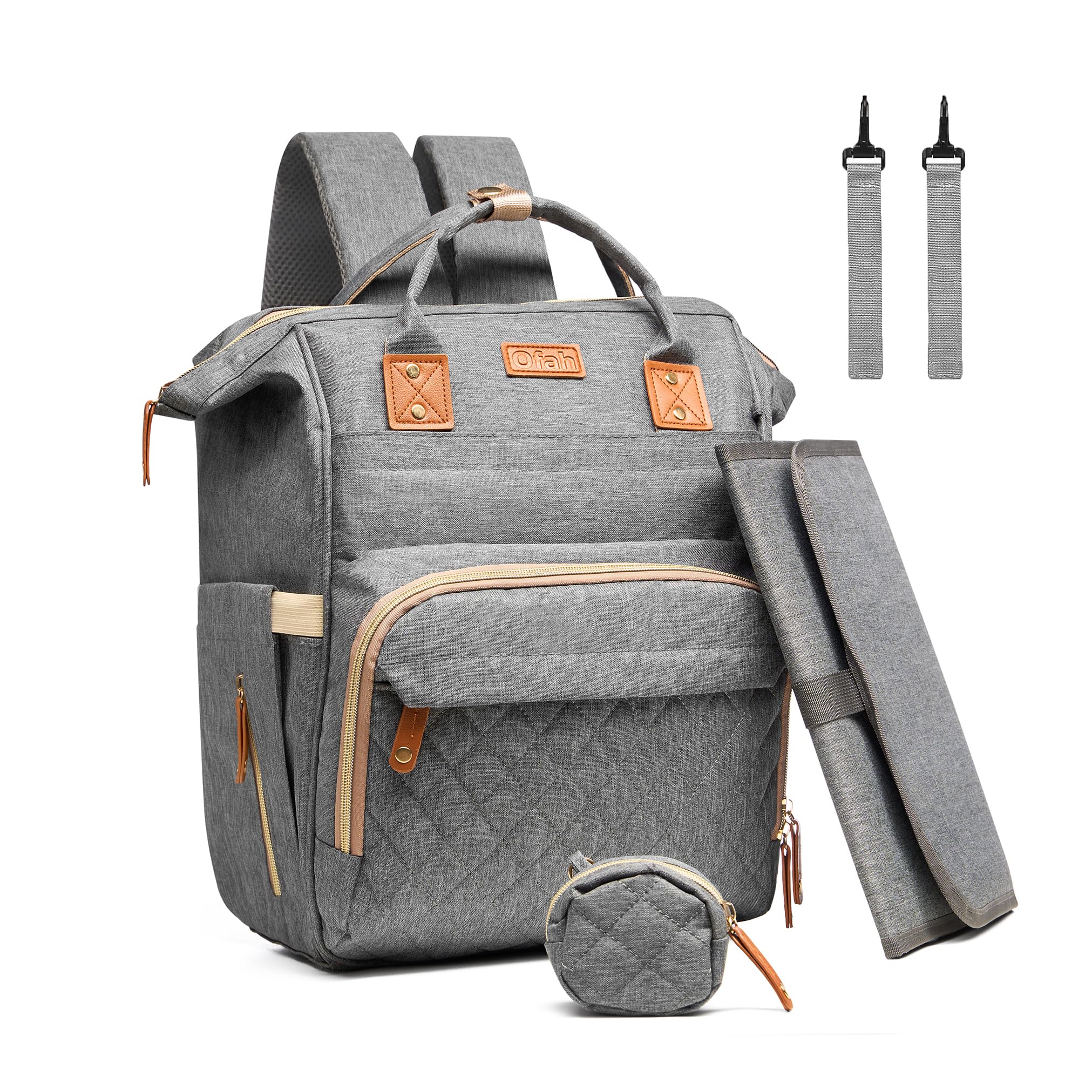Baby Changing Bag Backpack with USB Port Baby Nappy Changing Backpack Bag with Portable Changing Mat,Stroller Straps, Waterproof Diaper Bags for Mom and Dad