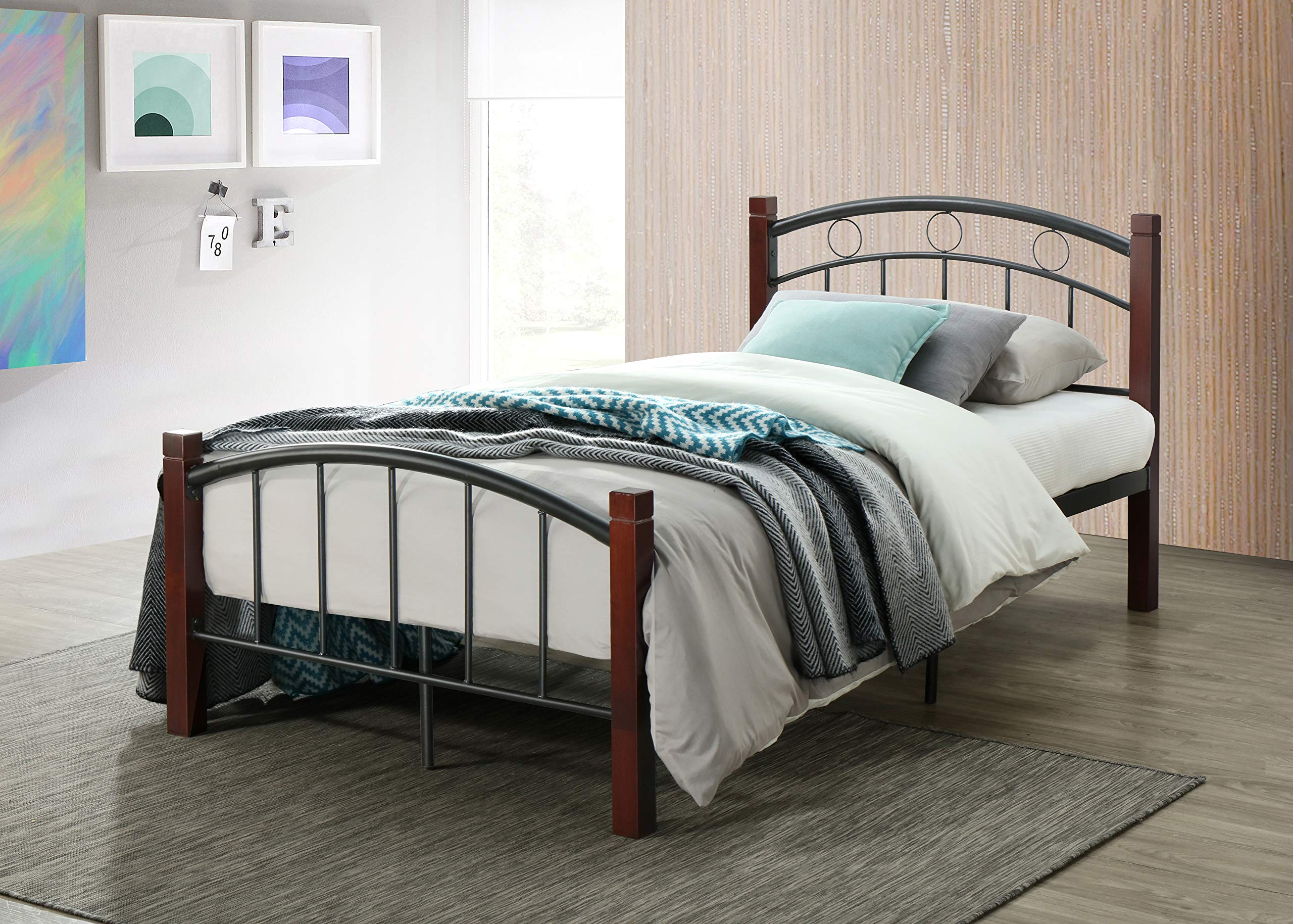 Photo 1 of Hodedah Complete Metal Platform Bed with Headboard and Footboard in Queen Size