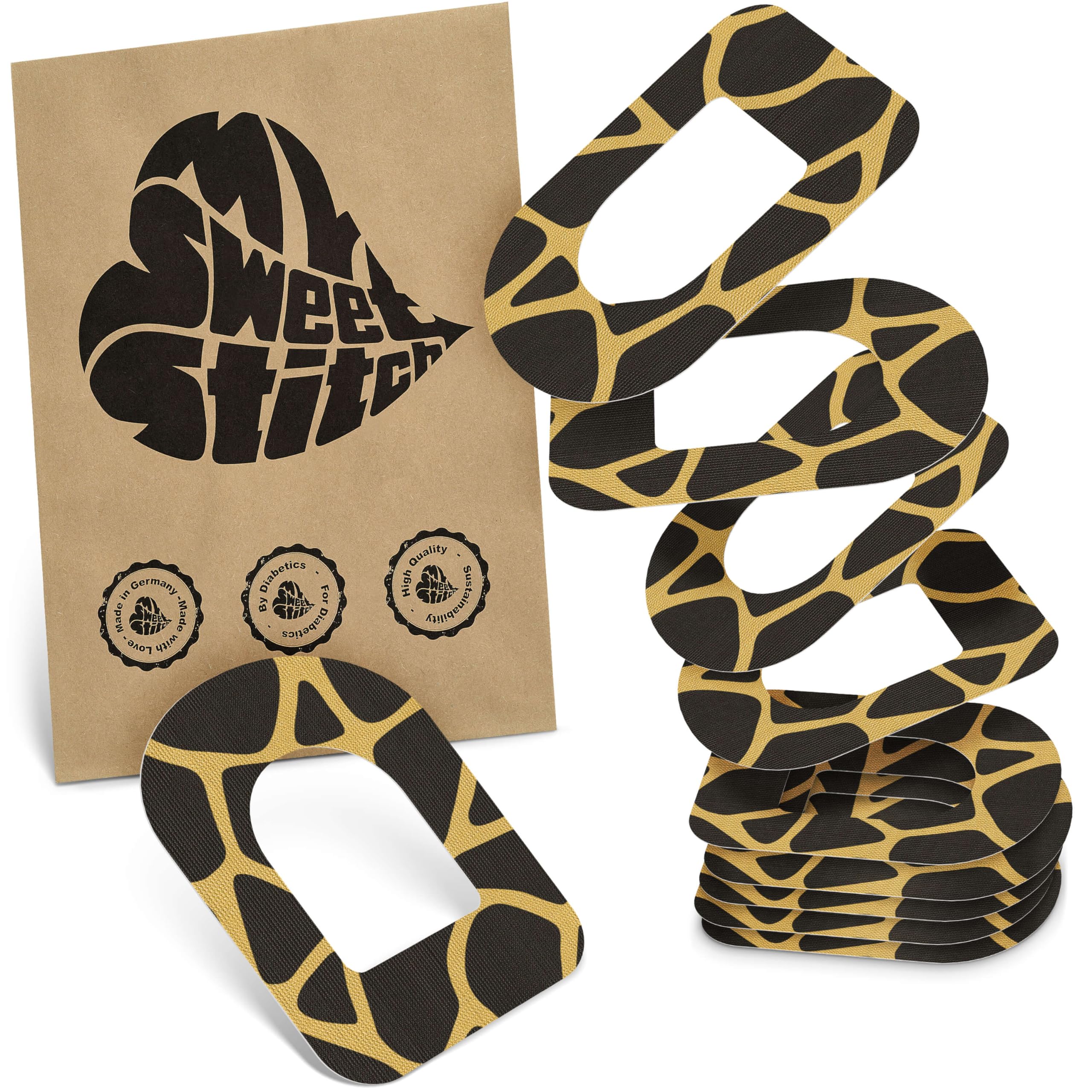 MySweetStitch - 10 x Omnipod Patches, Ring Patch Ø 95 x 72mm, Waterproof, Breathable, Skin-Friendly, Made in Germany, Savannah