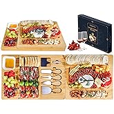 Charcuterie Boards, Thereye Cheese Board with Knife Set, Bamboo Charcuterie Board Set, Gifts for Women, Wedding Gifts, House Warming Gifts, Bridal Shower Gift (Extra Large)