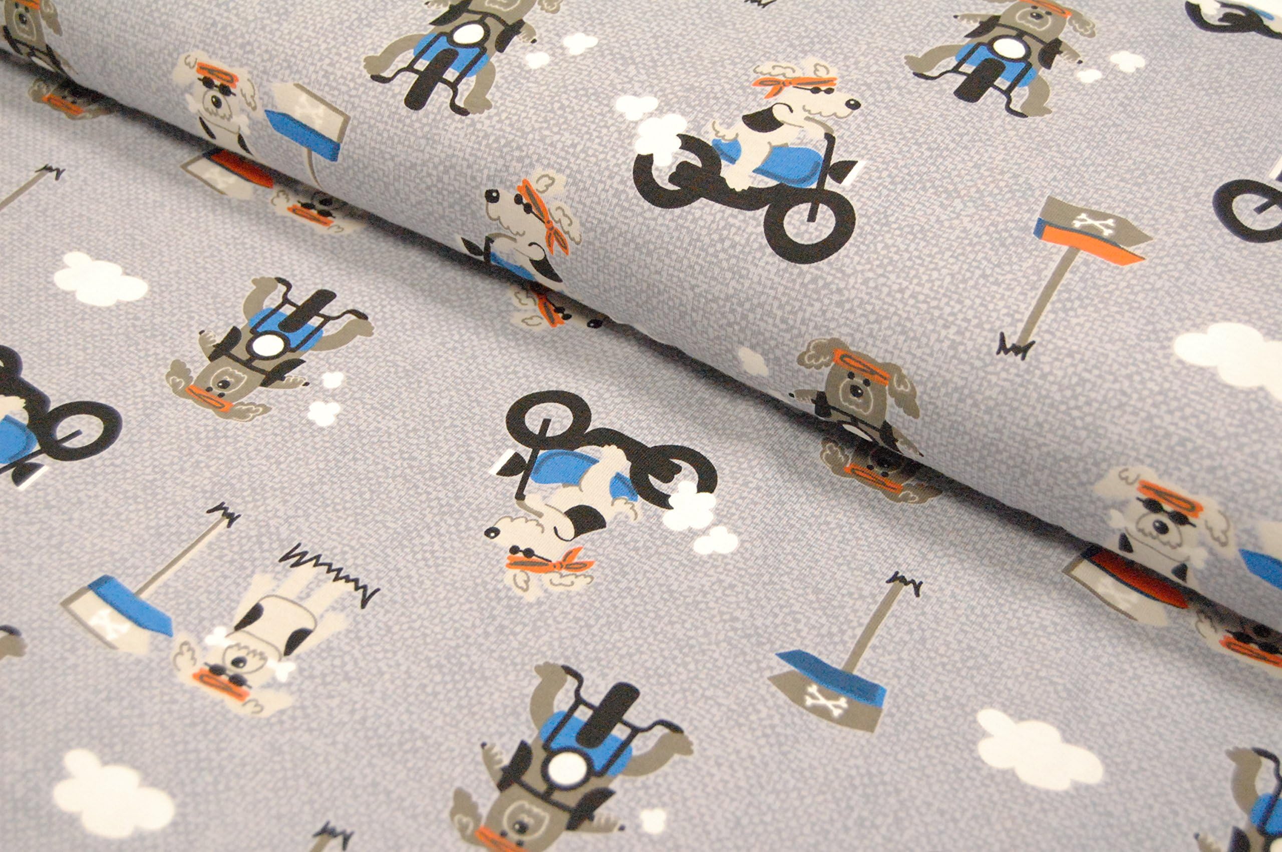 '"Biker Dog Cotton Jersey Light Grey