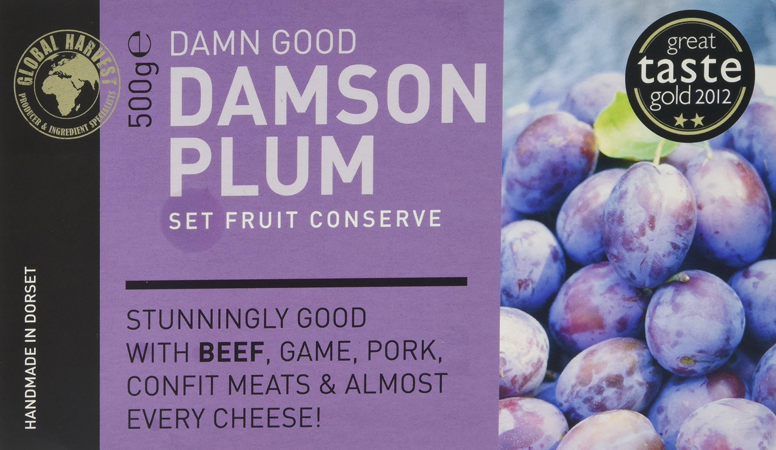 Global Harvest Damn Good Damson Plum Jelly Set Fruit Conserve 500 g