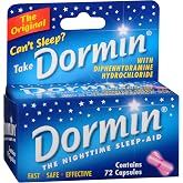 Dormin Nighttime Sleep Aid, Fast, Safe and Non-Habit Forming Melatonin-Free Sleep Aid for Adults, Trusted for 75 Years, 72 Capsules