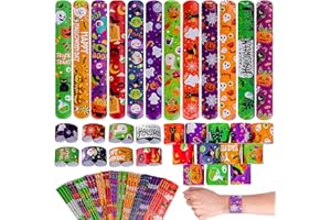 Thuodo 48PCS Halloween Slap Bracelets Halloween Party Toys for Kids Party Favors Toys Prizes Pinata Goodie Bag Fillers