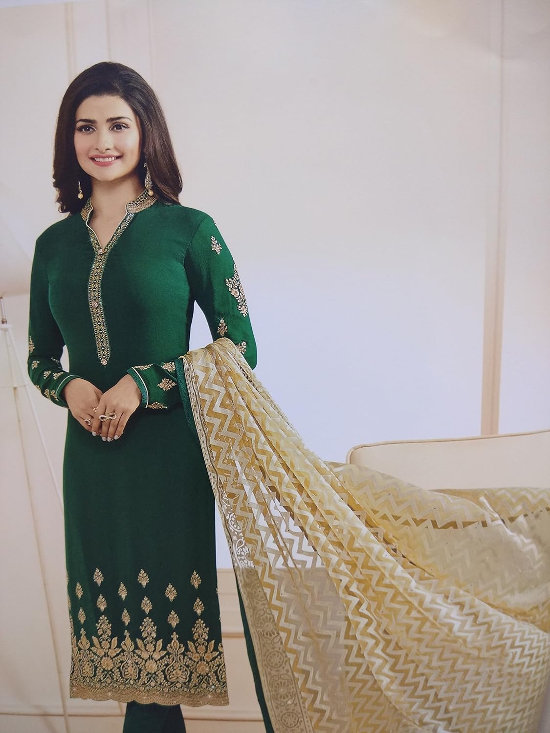 Buy Vinay Women's Chiffon Dress Material (SHI110_Free Size_Green) at