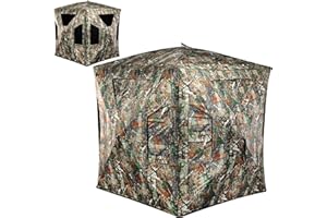 Lenotos Hunting Blind, 2-3 Person Pop Up Ground Blind with Carrying Bag, Portable Resilient Hunting Tent(A-1014)