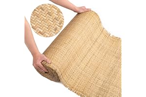 LABACRAFT 24" Width Natural Cane Webbing 15 Feet Close Rattan Webbing for Caning Projects Woven Cane Roll Rattan Sheet for Furniture Chair Cabinet Ceiling