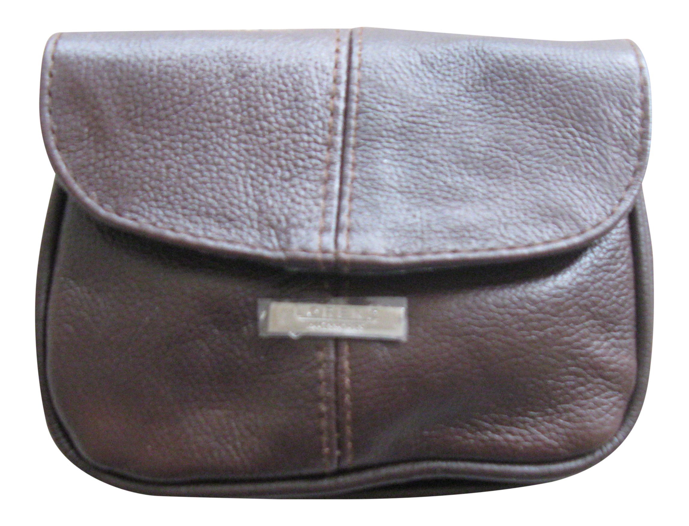Lorenz Small Leather Handbag Purse with Flap - Brown