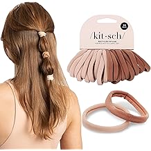 Kitsch Hair Ties No Damage - Strong, Stretchy &amp; Snag-Free Hair Bands | Soft Nylon Ponytail Holders, Stylish Elastics for Ever