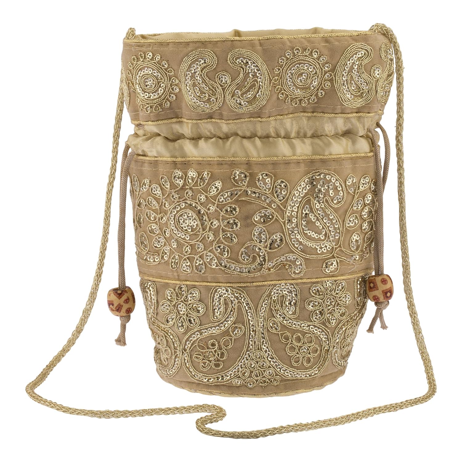 fashiondrobe women's silk potli (fawn)(fdvbp003)