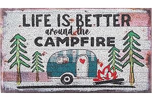 OCCdesign Camper RV Travel Trailer Door Mat -Camping Rug Decor for Campervan Caravan Motorhomes Gift for Families Friends Campers -Life is Better Around Campfire