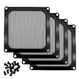 90mm 92mm Computer Fan Filter Grills with Screws, Aluminum Frame Ultra Fine Stainelss Steel Mesh - 4 Pack (Black)