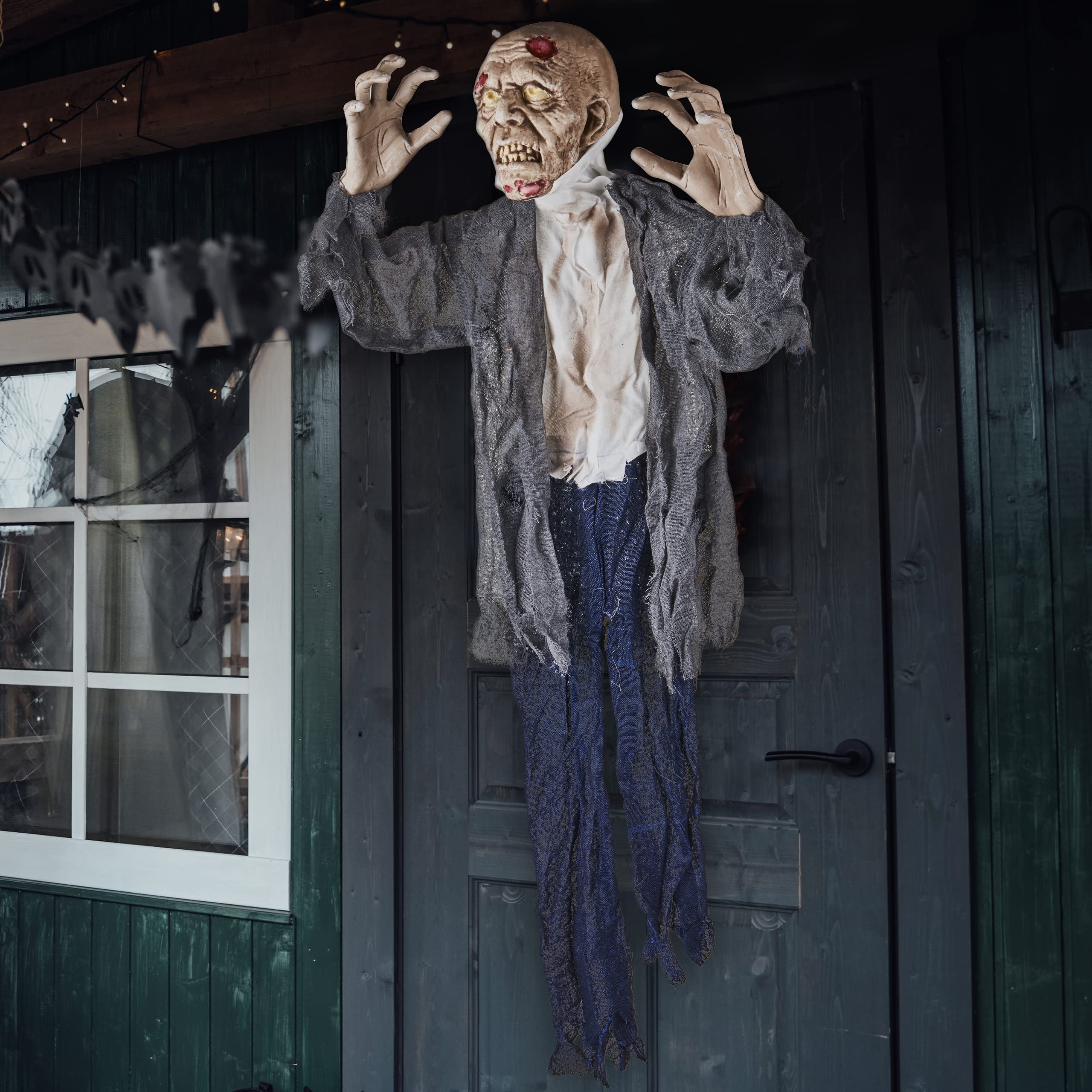 Prextex Life Size Groundbreaker Zombie | Scary Hanging Halloween Prop for Indoor, Outdoor, Porch, Party, or Haunted House (1.5M / 5ft)