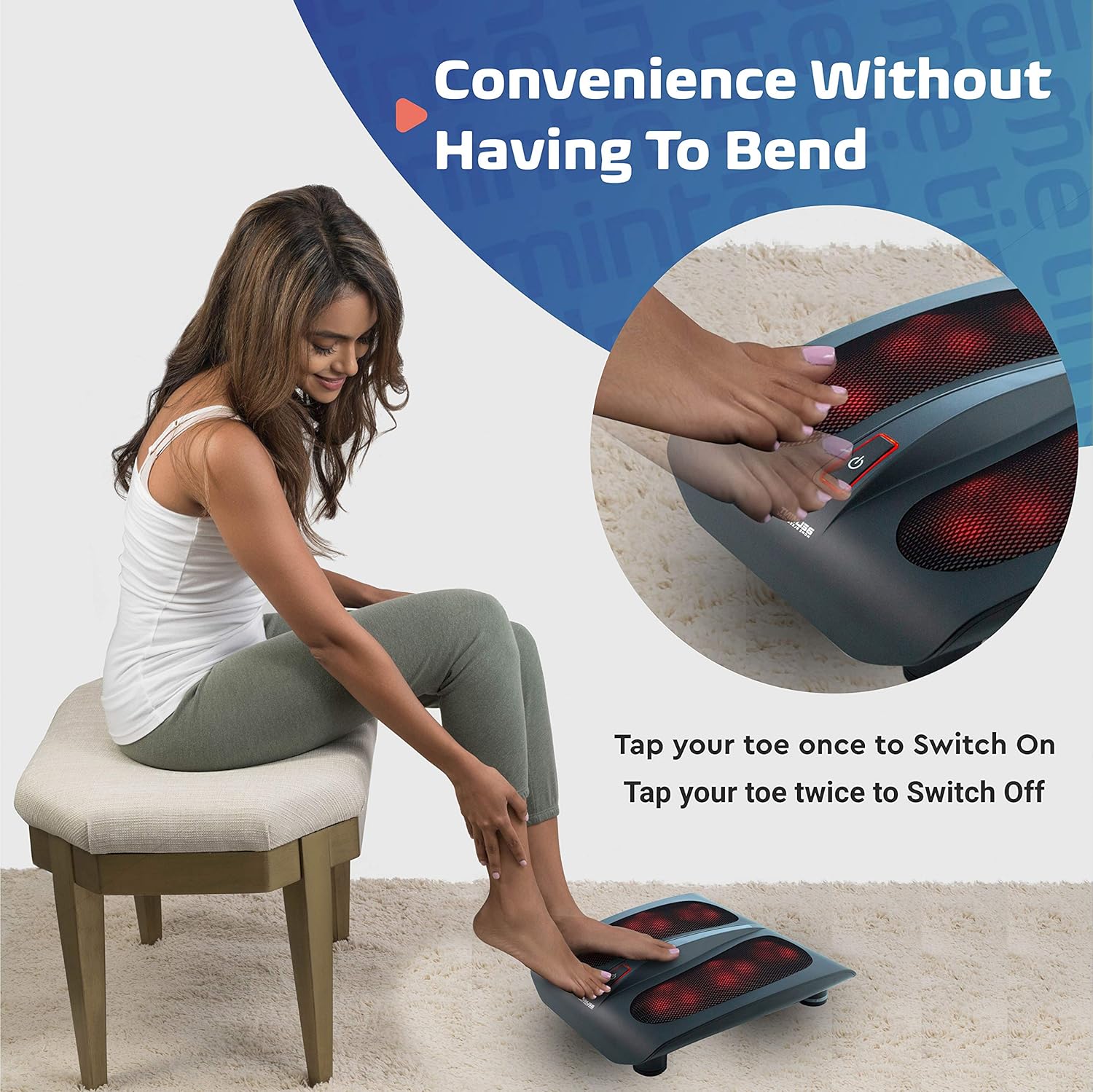 Belmint Shiatsu Foot Massager Machine with Heat - 18 Rotating Heads & Soothing Heat for Deep Kneading Massage Therapy and Plantar Fasciitis - Foot Arch and Nerve Pain Relief: Health & Personal Care