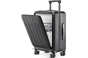 NINETYGO Carry on Luggage with Front Compartment, Airline Approved, 20-Inch Suitcases with Wheels for Trips, Men, Women, 22 X 14 X 9 Inches, Midnight Black
