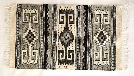 Amazon メキシカン ラグ ブランケット リビング 玄関 マット フリンジ 付き ネイティブ 本場 メキシコ ザポテック 手織り 天然 ウール 100 草木染 直輸入品 裏表 同一柄 リバーシブル 玄関マット オンライン通販
