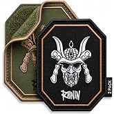Bluyellow Ronin Samurai Hook and Loop Tactical Patch 2 Pack 3.5x3 in | Japanese warrior style for airsoft vests, backpacks, helmets, embroidered patches for jackets, anime fans