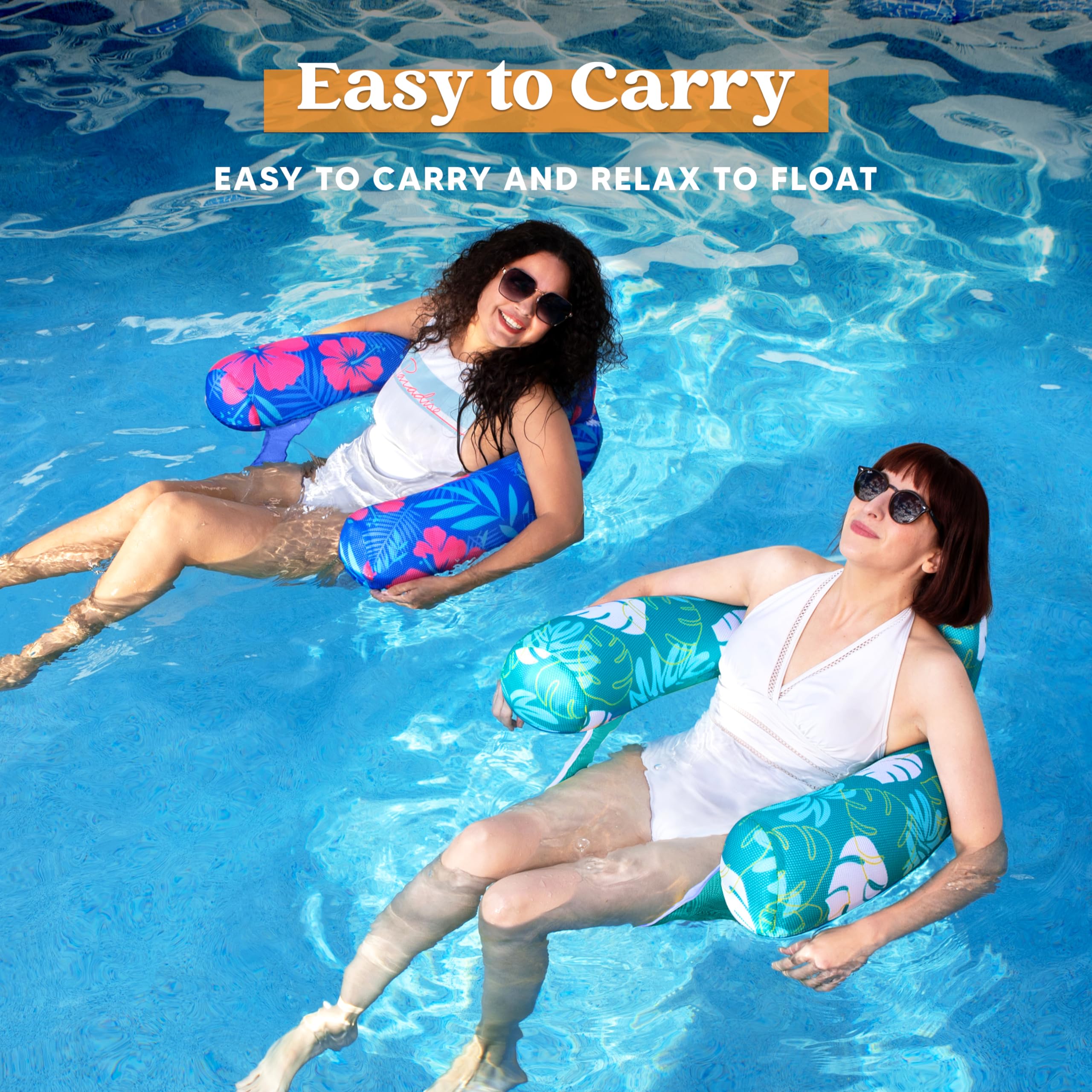 Sloosh Pool Floats Adult, 2 Pack Inflatable Noodle Chair with Sling Soft Fabric, Floating Pool Float Lounge for Summer Water Fun