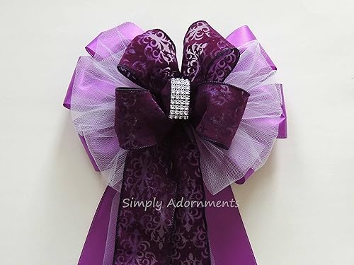 Amazon Com Eggplant Purple Damask Pew Bow Purple Damask Wedding