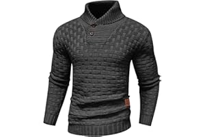 Zaitun Men's Turtleneck Sweater Shawl Collar Pullover Sweaters Regular Fit Knitted Tops