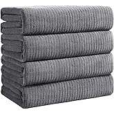 Lunoku Bath Towels Set of 4 Extra Large 35 x 70 Inches,Luxury Thick High Absorbent and Quick Dry Bath Sheet,Ultra Soft Microfiber,Bathroom,Beach,Yoga,Sport,SPA,Fitness (Grey)