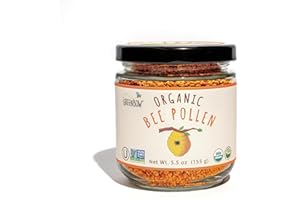 Greenbow Organic Bee Pollen - 100% USDA Certified Organic, Non-GMO, Halal, Kosher Certified, Pure & Natural Bee Pollen - Superfood Packed with Proteins, Vitamins & Minerals - Gluten Free - 155g