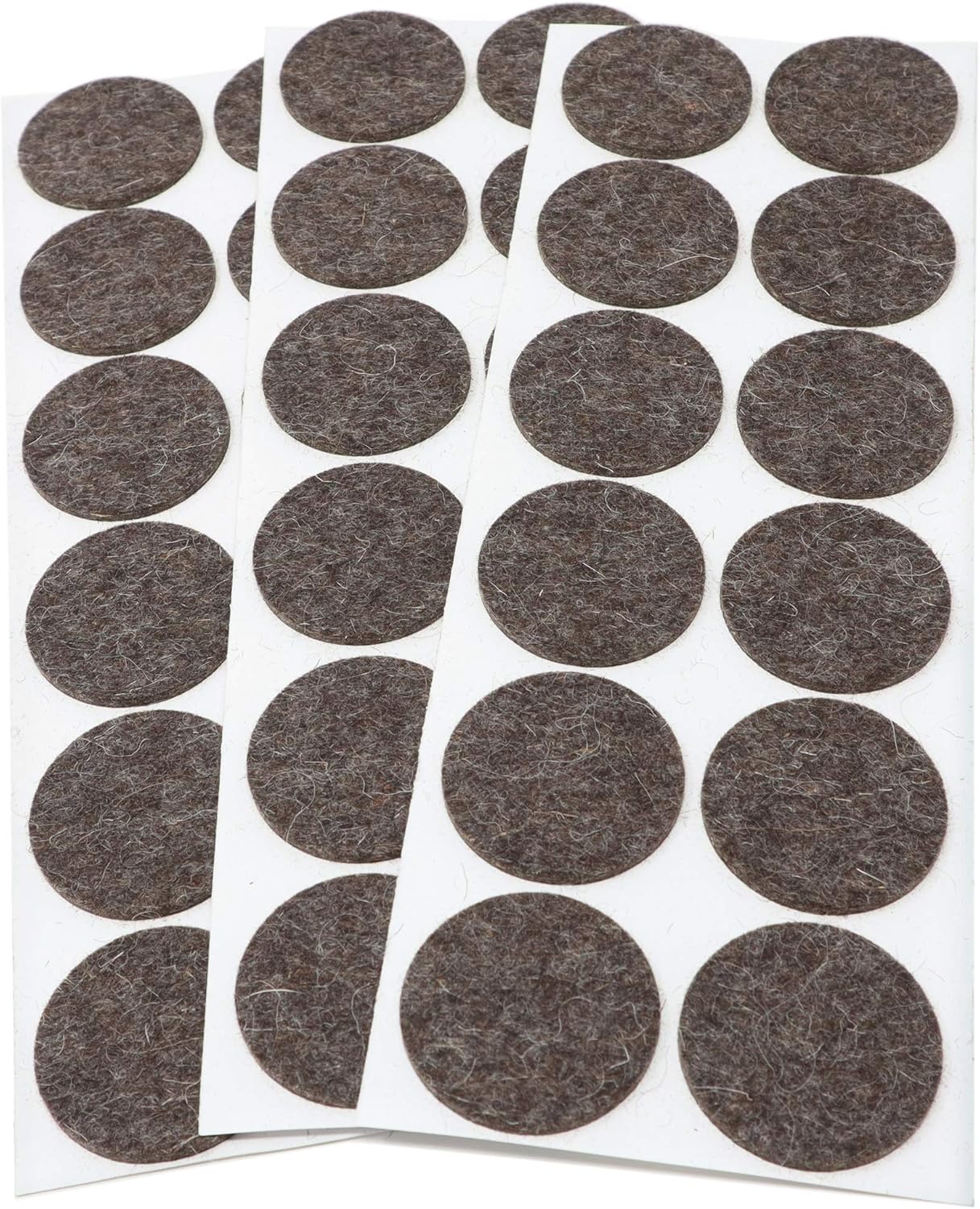 Adsamm® / 36 x self-adhesive wool felt pads / brown / diameter 40 mm / round / 3 mm thick extra soft natural stick-on felt furniture glides / furniture protective pads