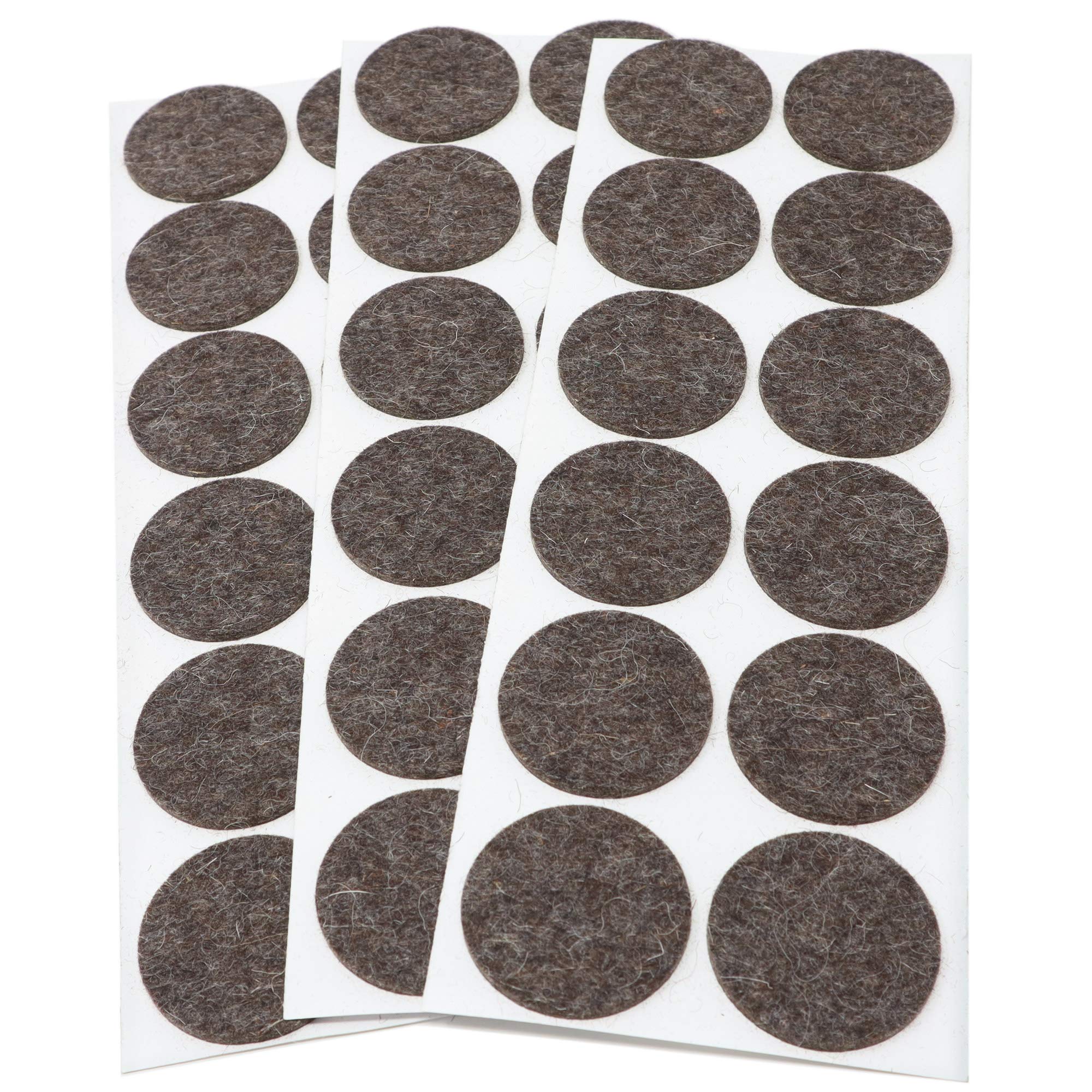 Adsamm® / 36 x self-adhesive wool felt pads / brown / Ø 40 mm / round / 3 mm thick extra soft natural stick-on felt furniture glides / furniture protective pads