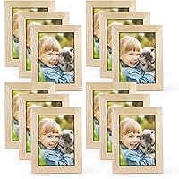 DIY Picture Frames, 12 Unfinished Wood 5x7 Craft Frames Set with Kickstand, Solid Pine Wood Photo Frames to Decorate, Arts an