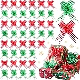 Riceshoot 60 Pcs Valentine's Day Large Pull Bows Ribbon Gift 6 Inch Red Green Gift Wrapping Bows for Christmas Winter Presents Wedding Birthday Party Basket Holiday Decor