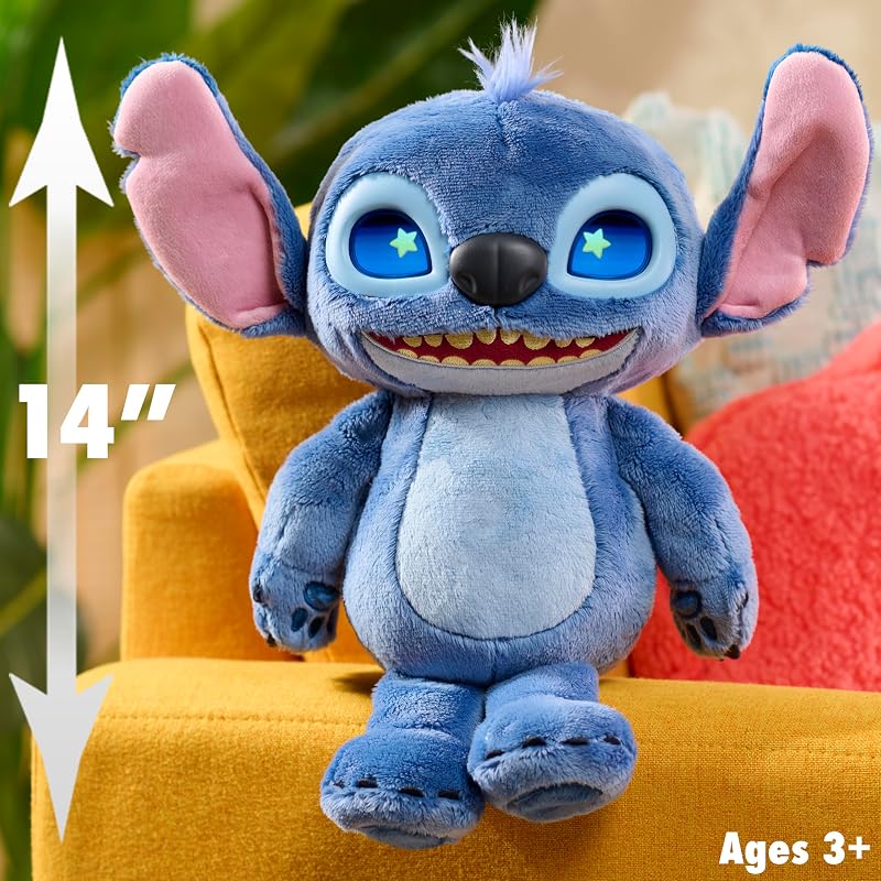 Disney Stitch Many Moods 34,3 cm großes interaktives Plüschtier, 50+ Soundeffekte und Sprüche, ausdrucksvolle LCD-Augen, Kinderspielzeug ab 3 Jahren