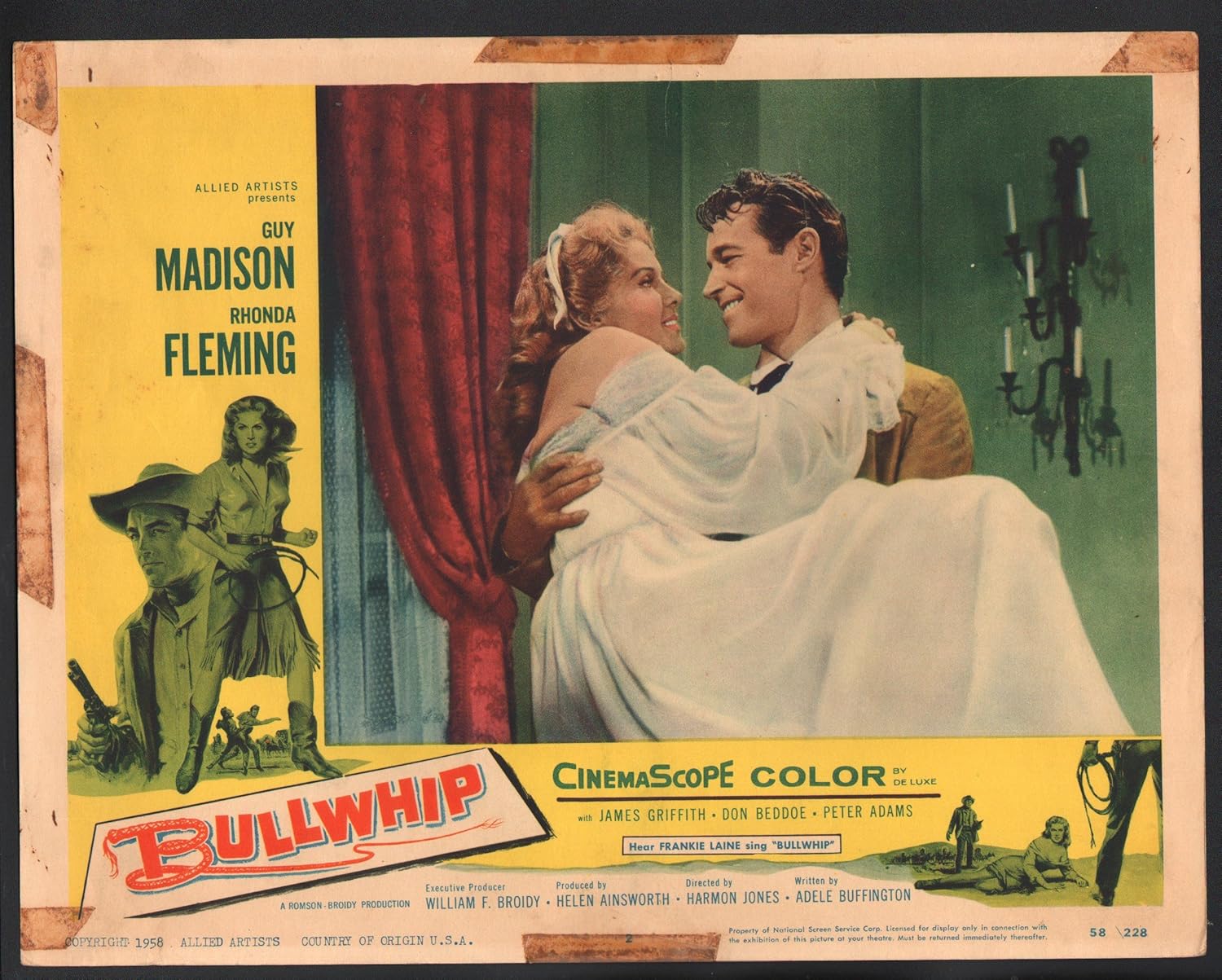 Amazon Com Movie Poster Bullwhip Lobby Card Guy Madison Carrying Rhonda Fleming Entertainment Collectibles