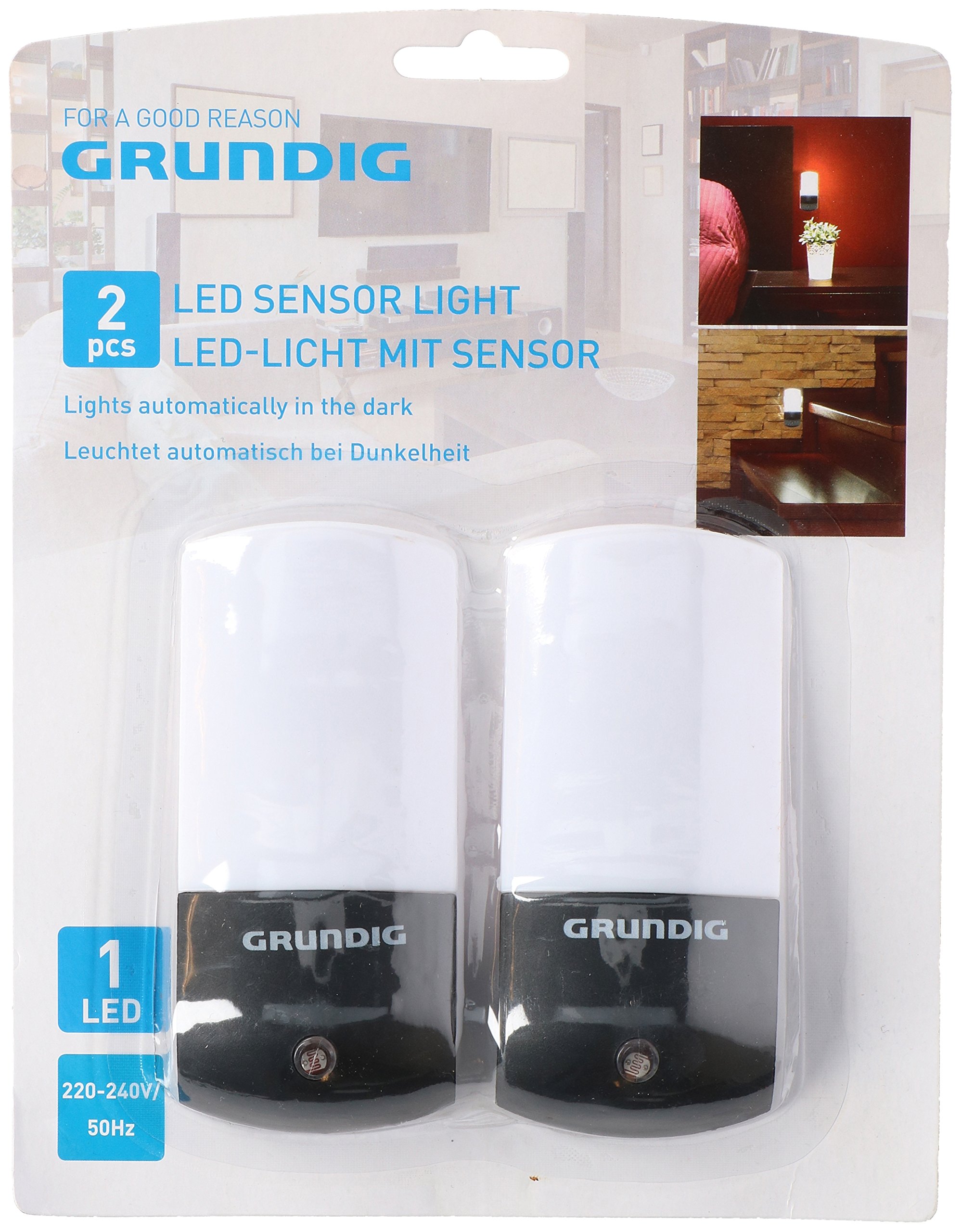 Grundig 871125254025 LED light with sensor, set of 2, plastic, white, 11.2 x 5 x 2 cm