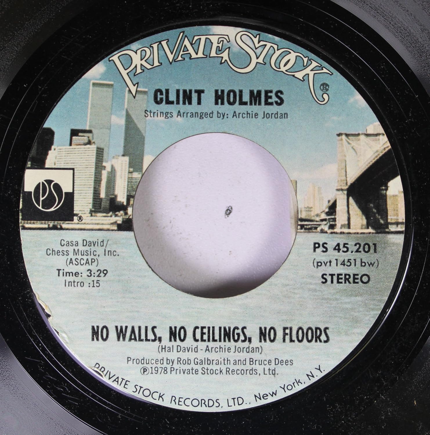 Clint Holmes Clint Holmes 45 Rpm No Walls No Ceilings No