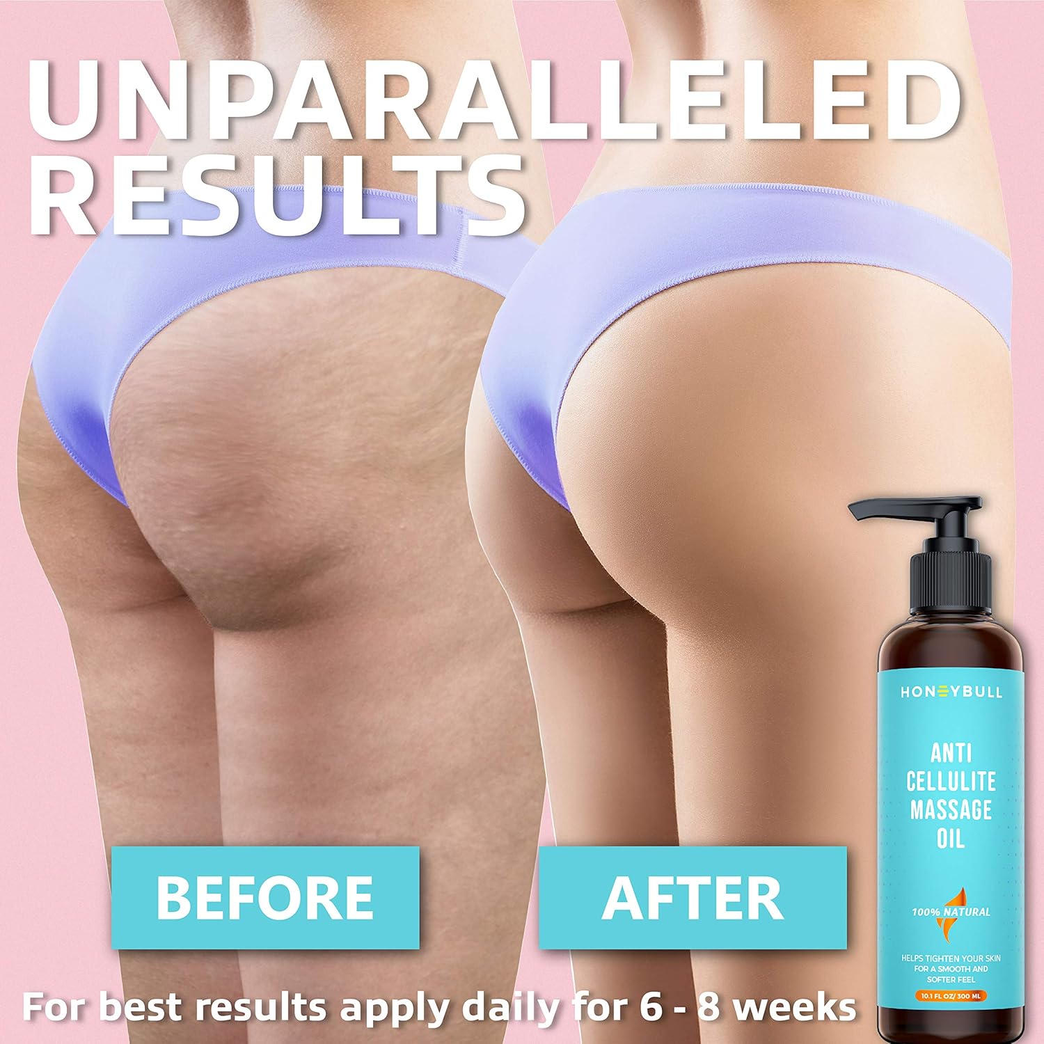 HoneyBull Anti Cellulite Cream Massage Oil (300mL) Skin Tightening Body Lotion 100% Natural : Beauty