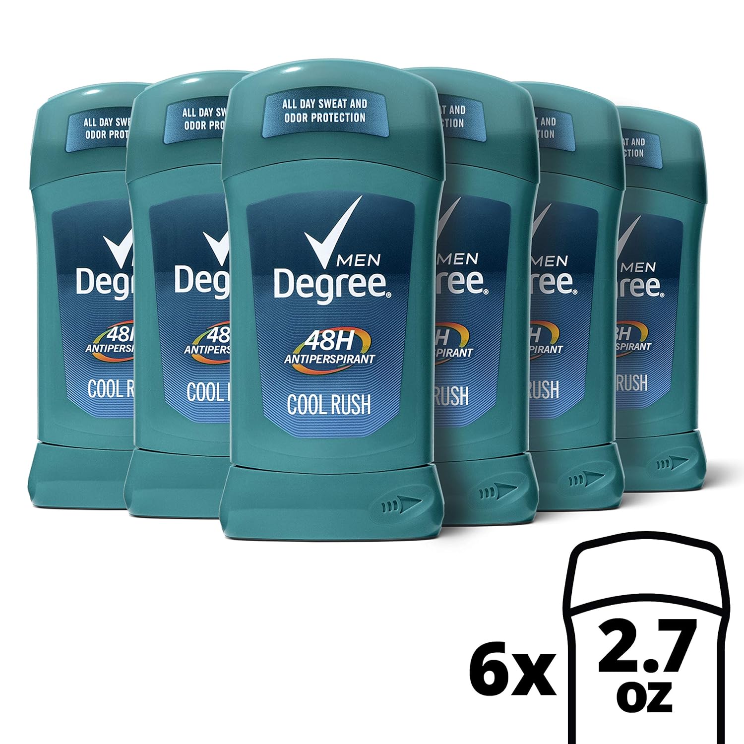 Degree Men Antiperspirant Deodorant Stick Cool Rush 48 Hour Protection 2.7 oz (pack of 6) : Beauty