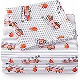 1500 Supreme Kids Bed Sheet Collection - Fun Colorful and Comfortable Boys and Girls Toddler Sheet Sets - Deep Pocket Wrinkle Free Soft and Cozy Bedding - Full, Fire Engine