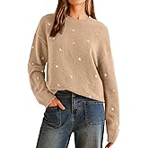 Arach&Cloz Womens Wool Blend Embroidery Floral Oversized Fit Sweater Trendy 2025