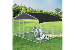 JBLCC Outdoor Dog Kennel, Large Heavy Duty Dog Cage, Dog Playpen with Waterproof UV-Resistant Roof and Secure Lock,Galvanized Steel Dog Fence for Backyard Outdoor (10' x 10' x 5.6')