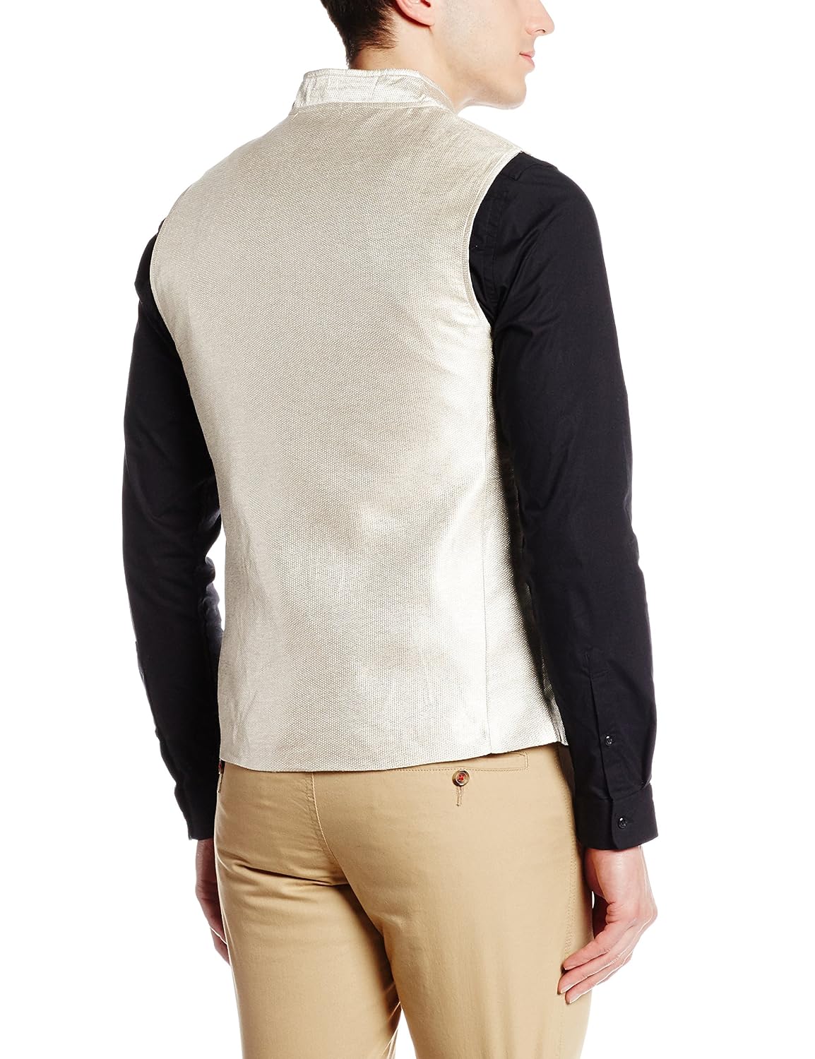 svanik men's banded collar waist coat