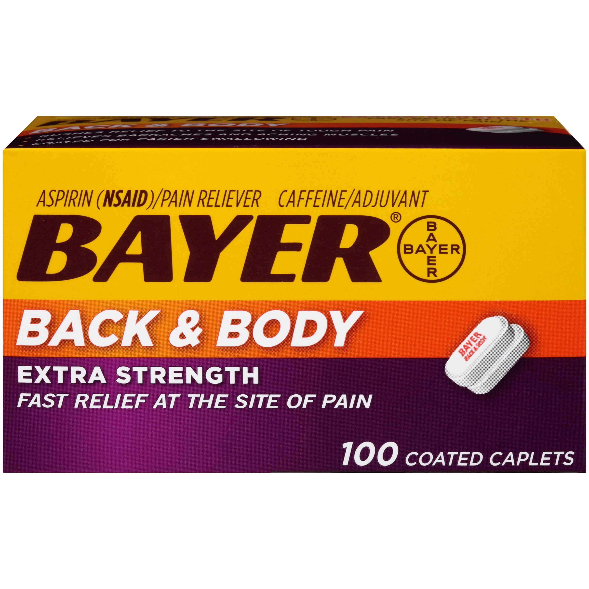 Bayer Back & Body Extra Strength Aspirin, 500mg Coated Tablets, Fast