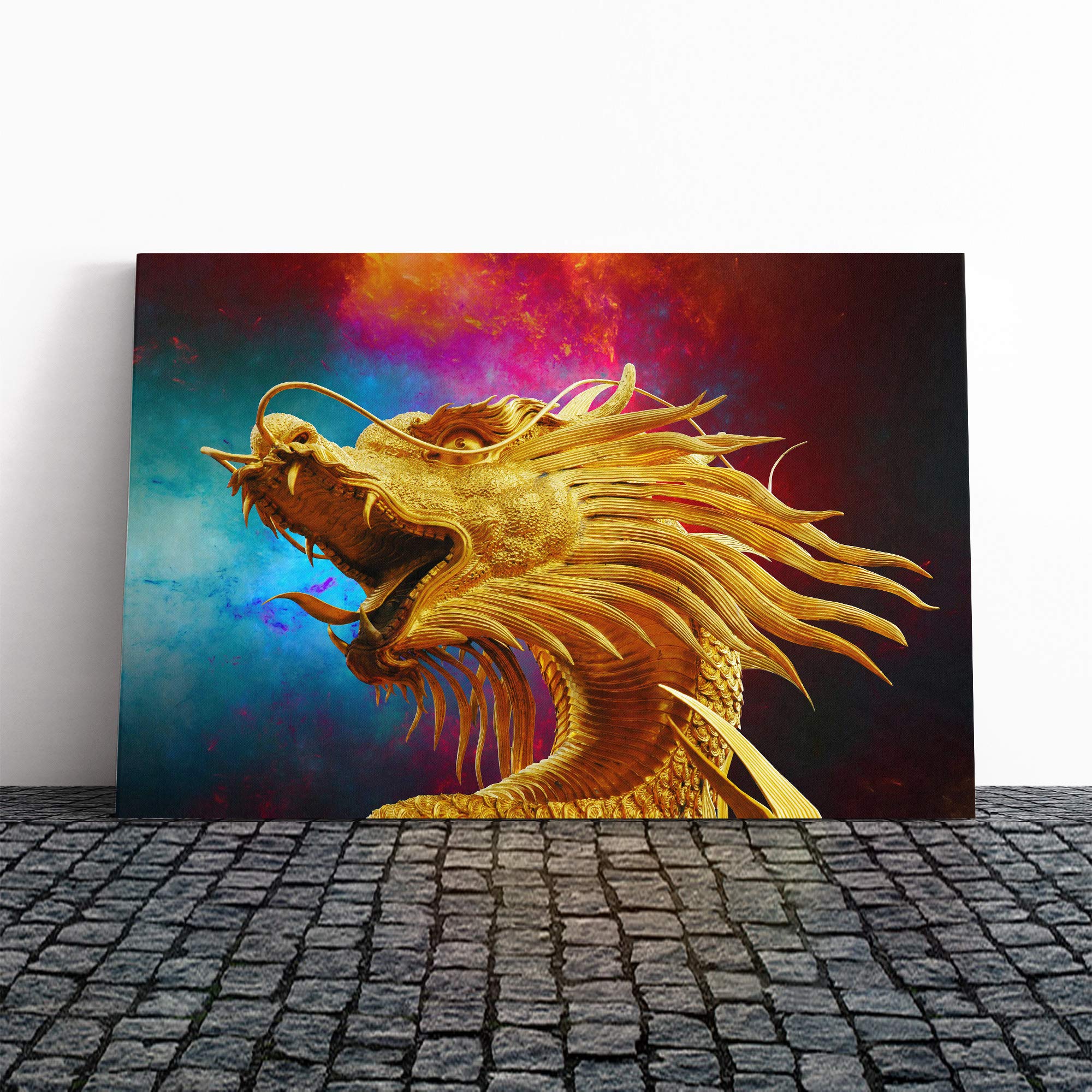 Oriental Dragon Canvas Print | Gallery Wrapped 30mm Frame Wall Art | 20x14 inches | Ready to Hang | Modern Animal Picture | Living Room Bedroom Lounge Office