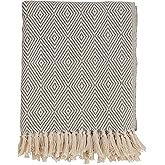 SARO LIFESTYLE Soft Cotton Diamond Weave Throw
