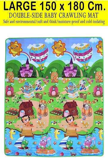 Keshav International Type 6 Waterproof, Anti Skid, Double Sided Baby Crawling Floor Play Mat with Zip Bag to Carry (Size 5 x 6 Feet, 150 x 180 cm)
