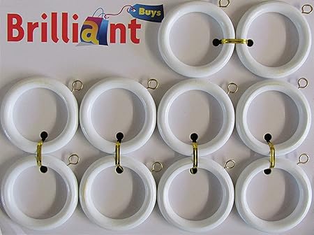 4 Pack Of Large Wooden Curtain Rings For 35mm Poles White