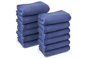 Sure-Max 12 Moving & Packing Blankets - Deluxe Pro - 80" x 72" (40 lb/dz weight) - Professional Quilted Shipping Furniture Pads Royal Blue