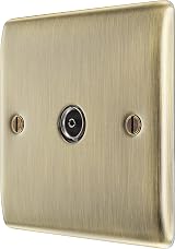 BG Electrical Single Co-Axial Socket Antique Brass Nexus Metal Range view 3