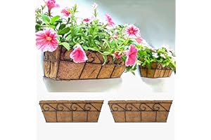 LaLaGreen Wall Planters for Outdoor (16 Inch, 2 Pack) Window Flower Boxes Basket Attach to House, Deck Railing Planters with 