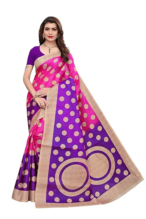 Women's Bhagalpuri Art Silk Saree With Blouse Piece